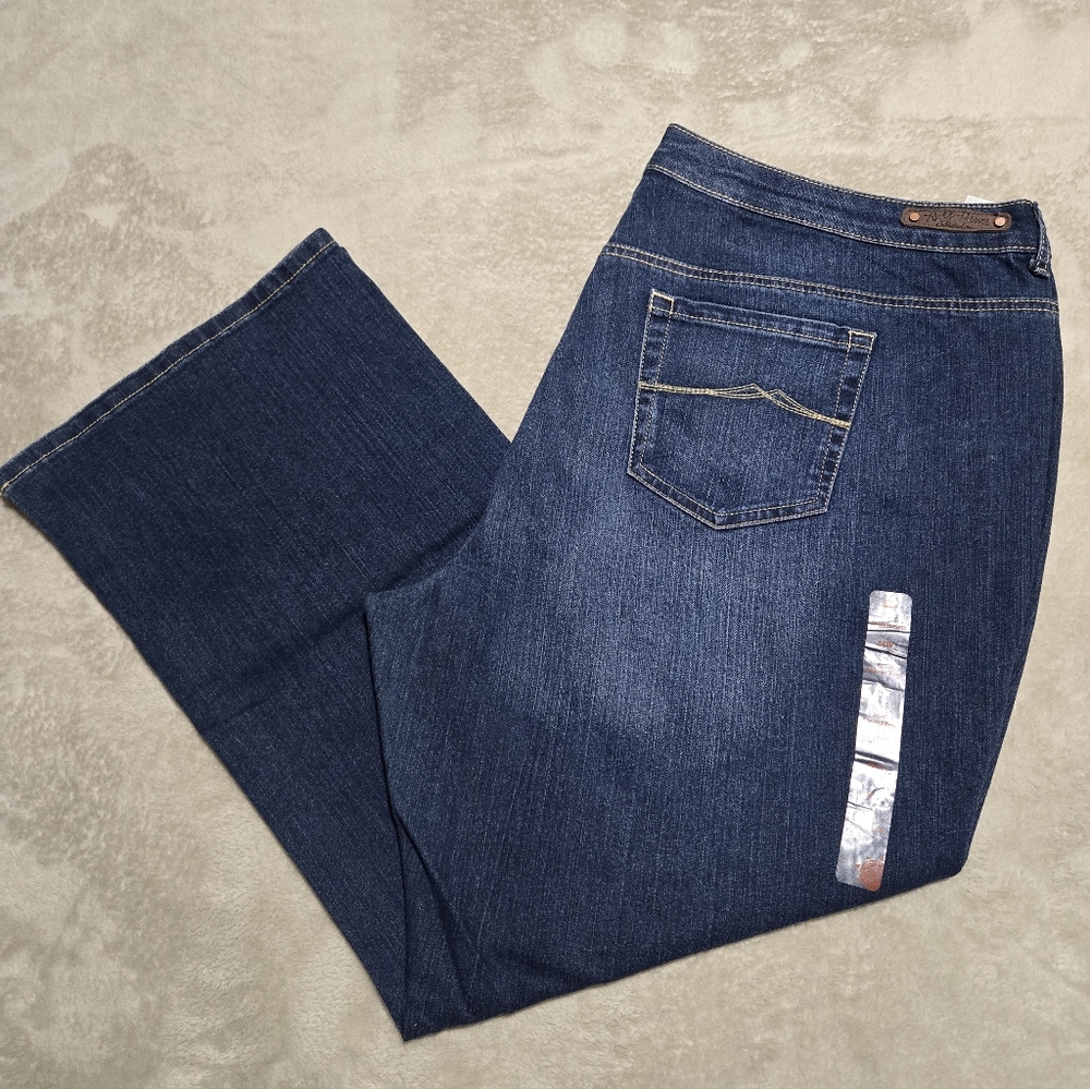 NWT Ruff Hewn Classic Boot Wide Leg Indigo Blue Jeans Sz 24W Stretch Preppy City - Picture 2 of 11